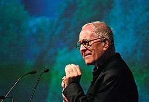Sir Peter Cook in his talk at the Unlimited design triennale, Brisbane 2010.