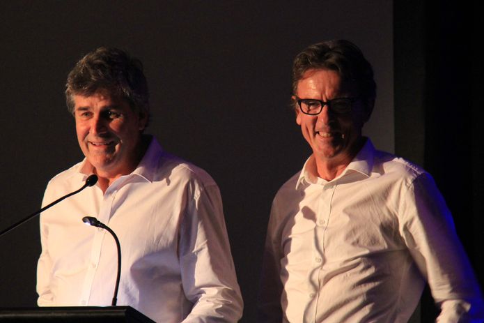Troppo Architects’ Phil Harris and Adrian Welke accept the 2014 Gold Medal.