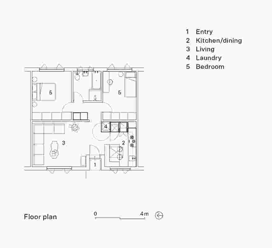 Plan of Brunswick Apartment by Murray Barker and Esther Stewart.