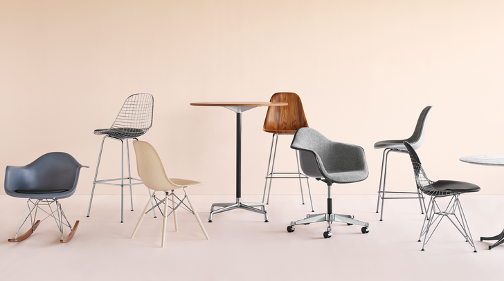 A collection of Eames furniture.