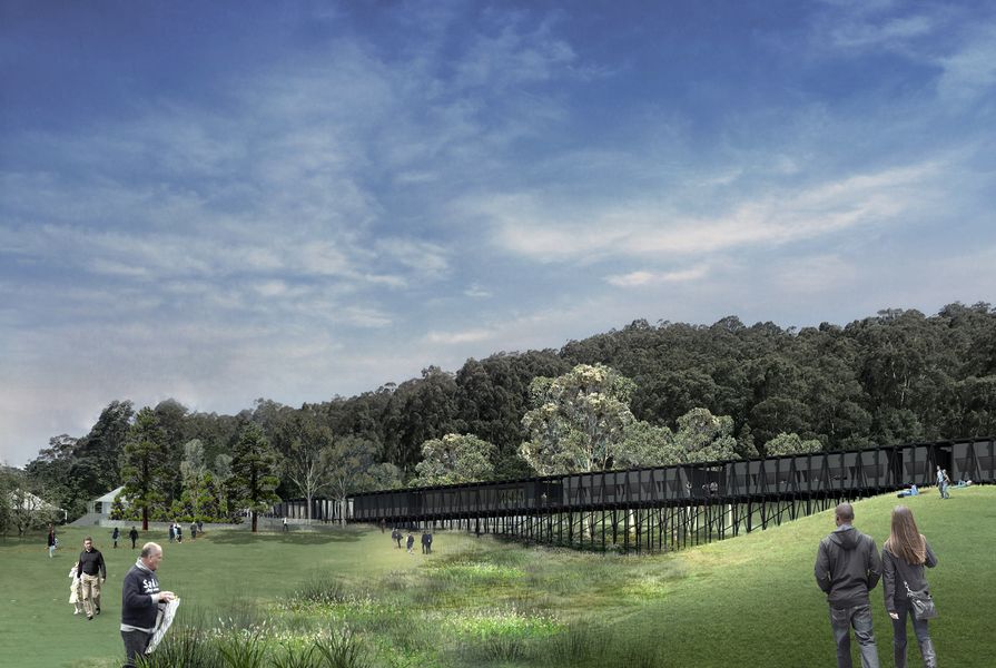 A bridge-like structure for the expansion of Arthur Boyd's Riverdale property designed by Kerstin Thompson Architects.