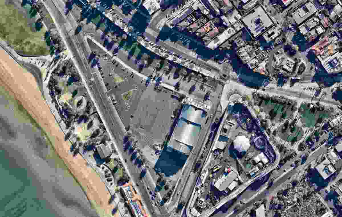 A bird's-eye view of the contentious triangular site in the beachside suburb of St Kilda.