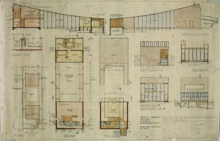 Robin Boyd's architectural drawings of Walsh Street, 1957.