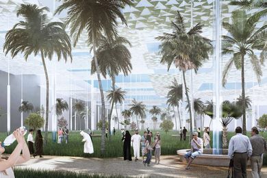 First place winner in the 2019 LAGI competition – Starlit Stratus by Sunggi Park (Long Island City (NY), USA) uses solar photovoltaic to generate 2,484 MWh per year. A submission to the 2019 Land Art Generator Initiative Design Competition for Abu Dhabi.