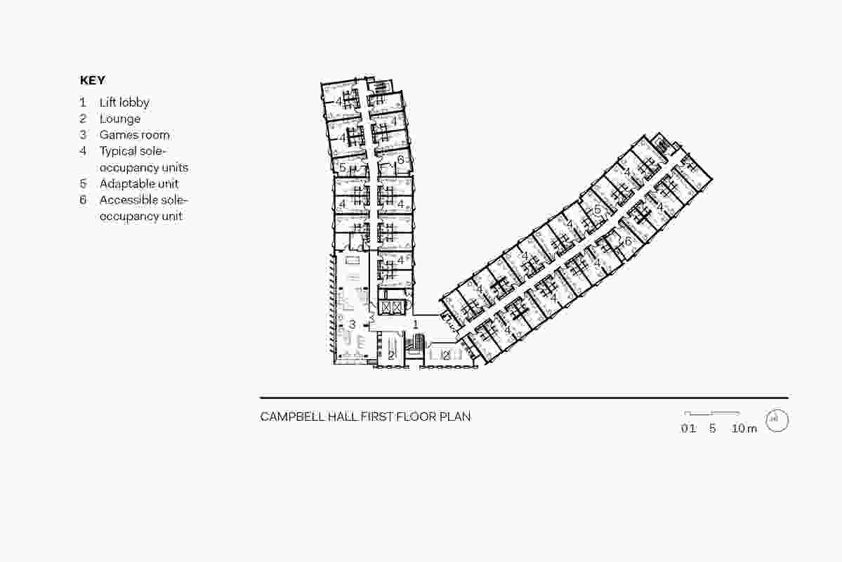 Campbell Hall first floor plan.