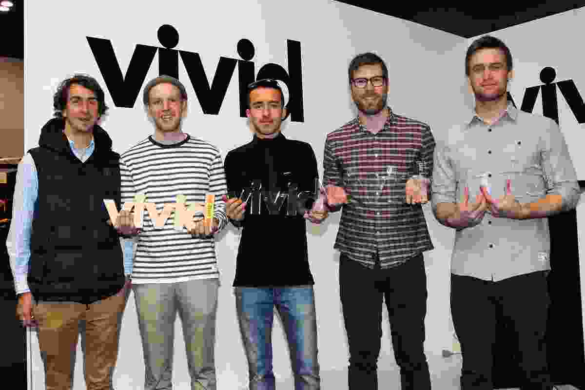 2013 VIVID winners (L–R): Dale Hardiman, Adam Lynch, Ali Sattarpanah, Chris Vincent and Hugh Altschwager.