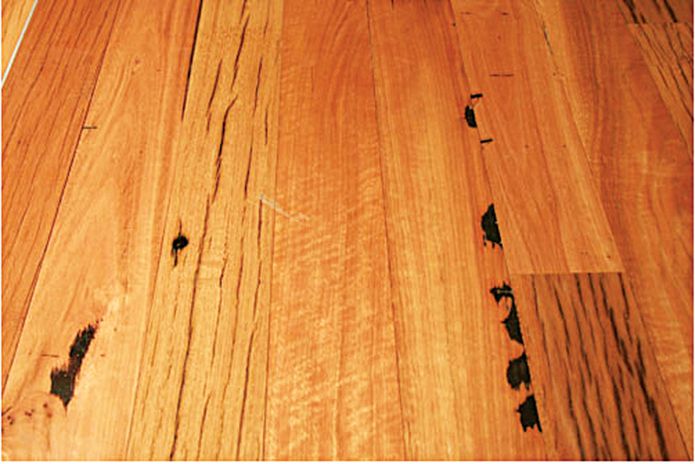 Recycled hardwood flooring.