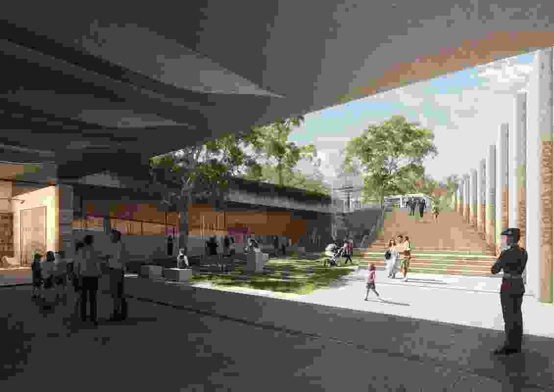The proposed new southern entrance designed by Scott Carver will be created below the existing forecourt.