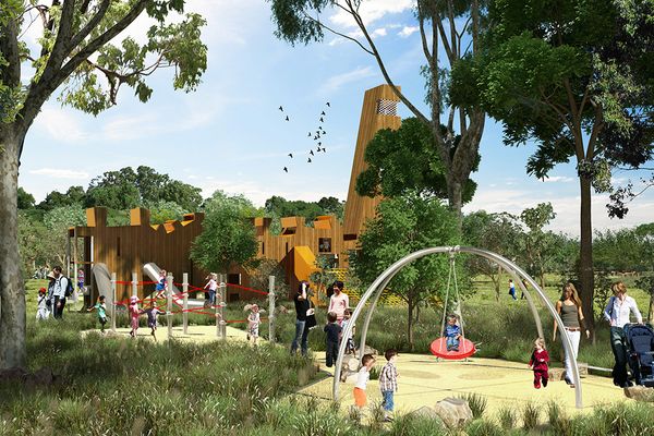 A playground at the proposed Bungarribee Super Park by JMD Design and Western Sydney Parklands Trust.