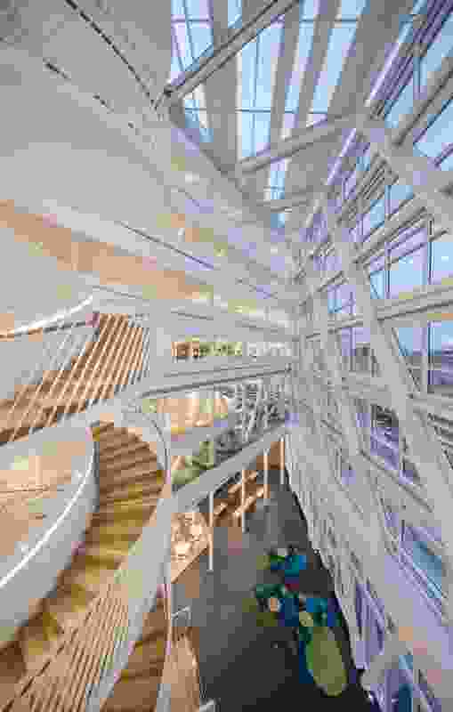 Internal stair and atrium for 3XN’s Swedbank (2014).