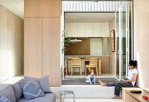 The central courtyard articulates the new kitchen, dining and living rooms and offers each space flexibility.