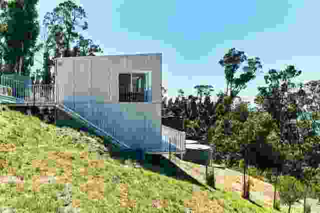 Externally, the house is clad in non-combustible cement sheet and steel balustrades.