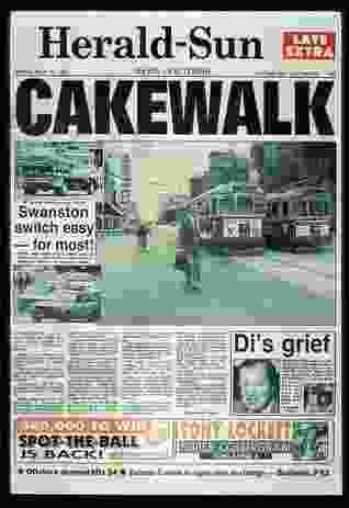 The front page of the Herald Sun on the day that Swanston Street, Melbourne’s main thoroughfare, was closed to vehicle traffic in 1992.