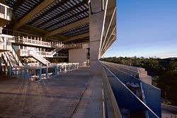 Looking
into the central
circulation space,
showing the
dramatic play of
light and shadow.