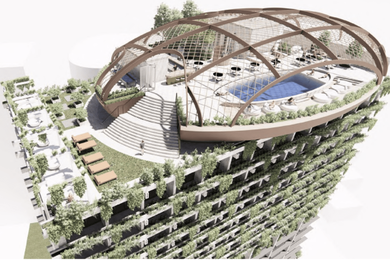 The nest will provide amenity to hotel residents, including a pool, a bar deck and outdoor seating.