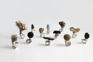 生物区域环1-12 2021煤,Yellowblock砂岩,Hawkesbury砂岩,牡蛎壳,珊瑚,海滩石,漂流木,海绵,钓鱼线,沙子,灰,钕磁铁,胶水和标准银。