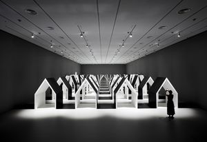 Installation view of Escher x Nendo at the National Gallery of Victoria.