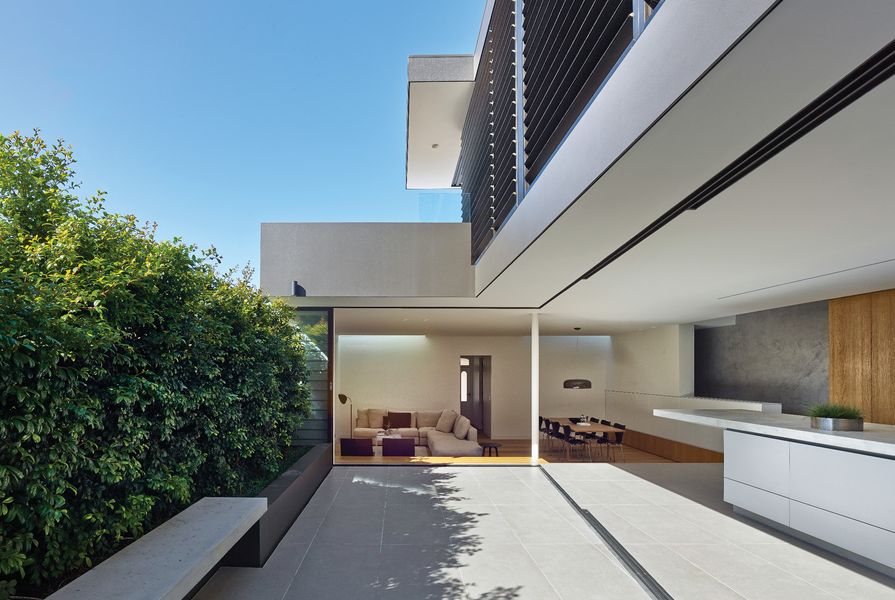 The lean raw concrete components of earlier projects were refined in the Birchgrove House.