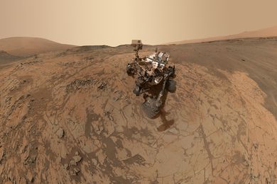 A self-portrait of NASA's Mars Curiosity rover on the red planet.