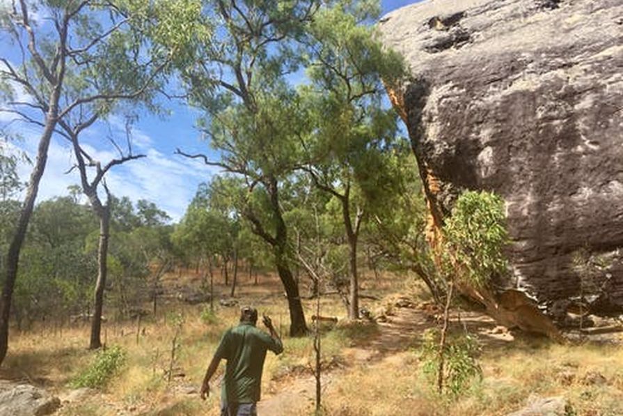 Ranger Trevor Bramwell on the walk up to the Split Rock art galleries in Cape York’s Quinkan Country in 2017.