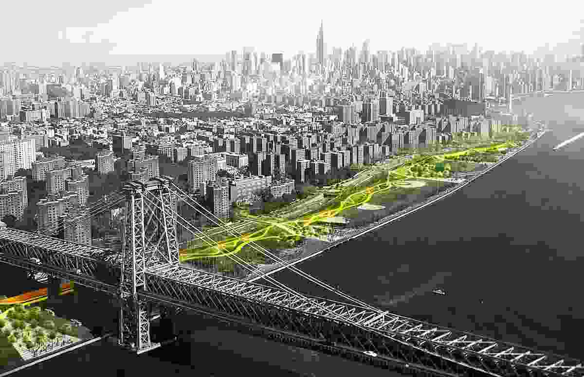 The Dryline: Urban flood protection infrastructure by Bjarke Ingels and Kai-Uwe Bergmann, Bjarke Ingels Group and One Architecture.