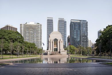 The two towers are designed to symmetrically align with the Hyde Park axis, with the north-west corner of the western tower set back to maintain this symmetry.