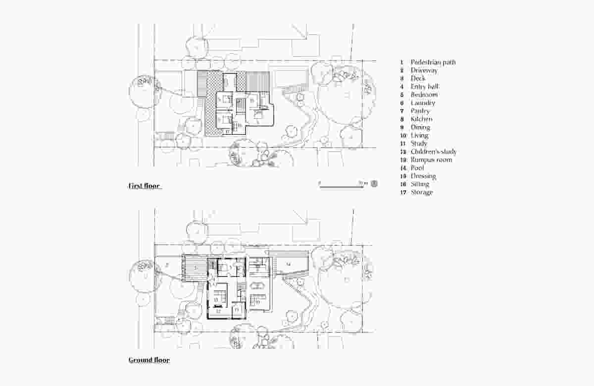 Plans of Hill Top Cottage by Luigi Rosselli Architects.