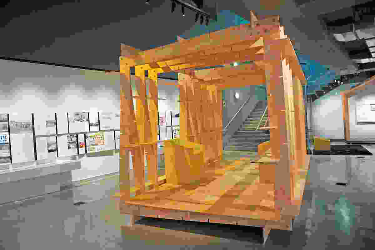 Architect Chris Moller’s Click-raft system is featured in the exhibition.