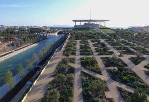 New York-based studio Deborah Nevins and Associates with the Renzo Piano Building Workshop designed a forty-acre park as part of the Stavros Niarchos Foundation Cultural Centre in Athens.