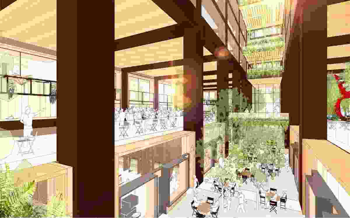 The atrium will have landscaped breakout social spaces.
