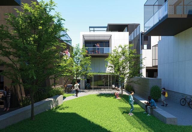 Render of Baugruppen at WGV, Perth, designed by Spaceagency Architects. A “live project,” it will allow the design and construction of apartments to be initiated by buyers – a participatory process that is unprecedented in the Australian marketplace.