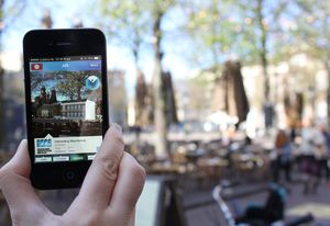 UAR Underground app, showing past and future buildings in Den Haag.