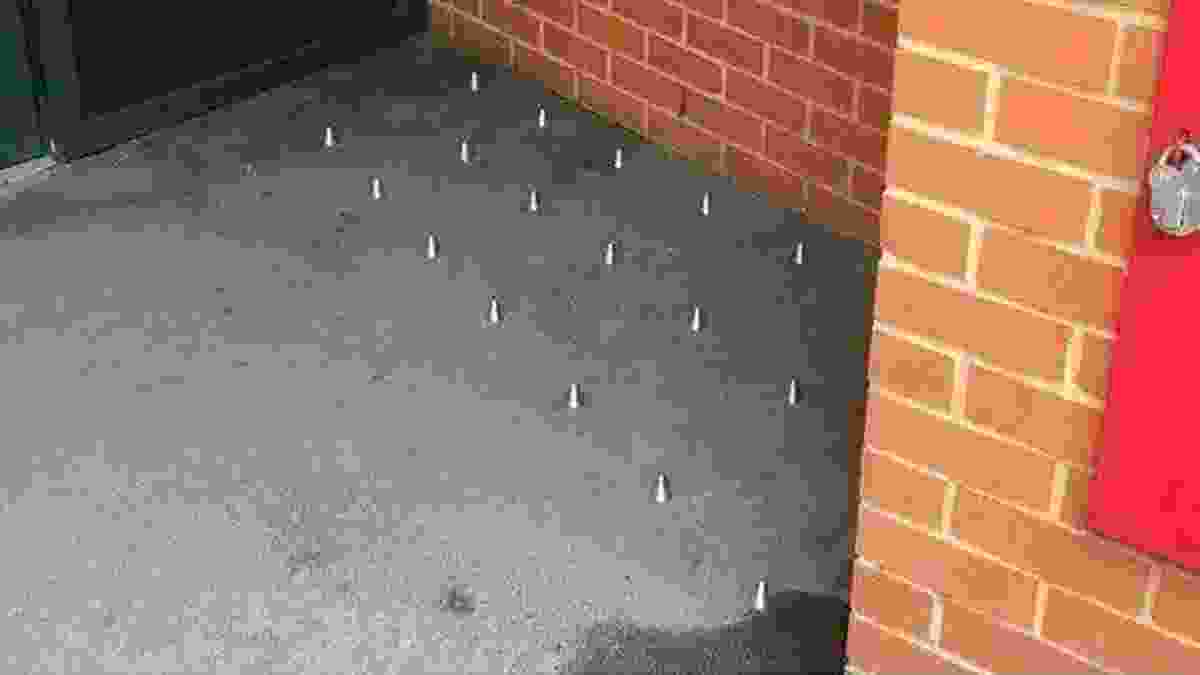 The pikes installed by Property Partners in front of a London apartment building, which sparked public debate about hostile architecture in the UK.