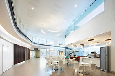 The atrium, where the inclusion of retail and a cafeteria create a stimulating heart of the hospital.