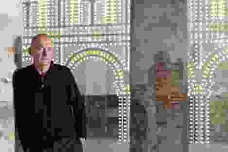 Rem Koolhaas, curator of the 2014 Venice Architecture Biennale; behind is the Luminaire installation.