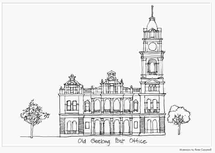 Old Geelong Post Office City of Dreams illustration by Peter Campbell.