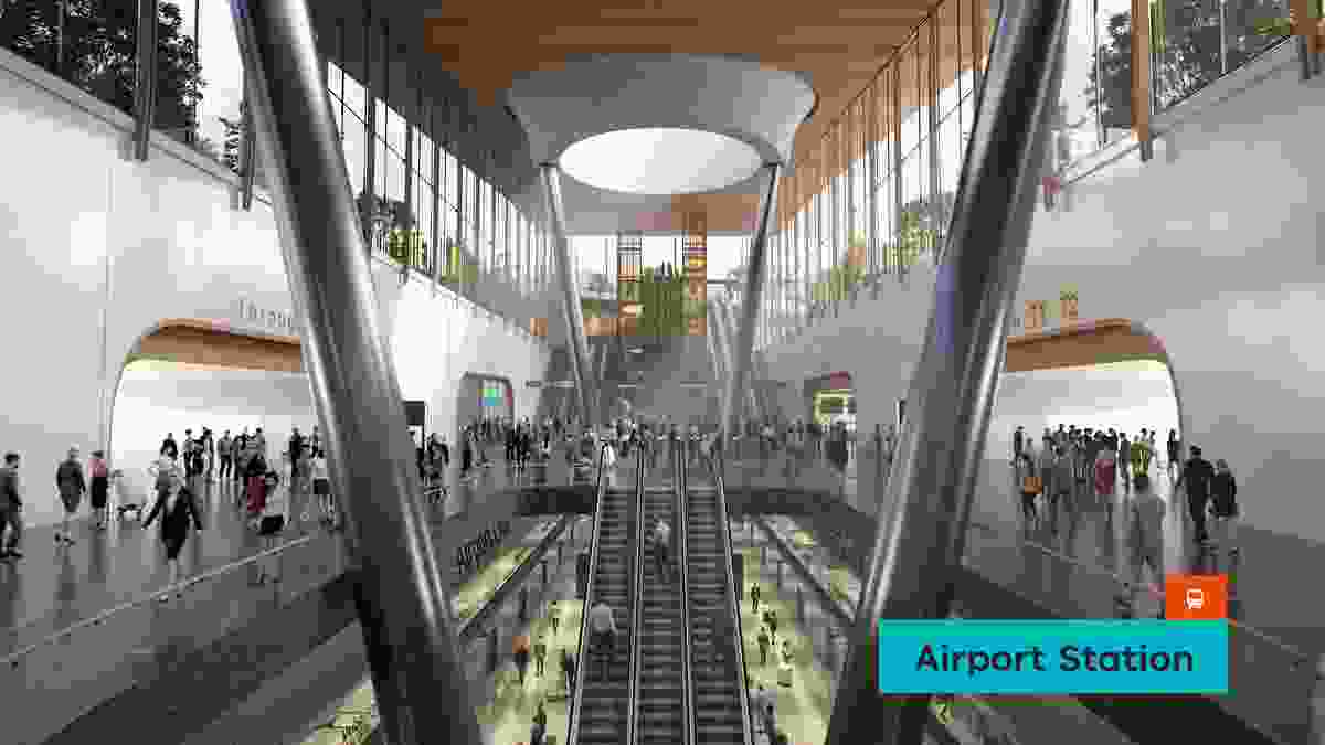 A proposed underground Melbourne Airport railway station by Grimshaw Architects.