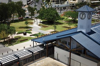 View over the parkland along Lake Street towards the Cairns CBD.