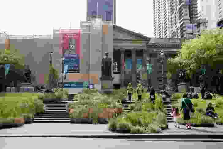 Grasslands installation by Linda Tegg at the State Library of Victoria.