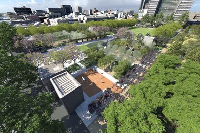 This University Square proposal forms part of the City of Melbourne's $15 million plan to convert underused roads into green spaces.