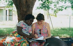 19 Deborah Fisher and Simon Scally conducting design consultation at Daguragu with Connie Ngarmeiye