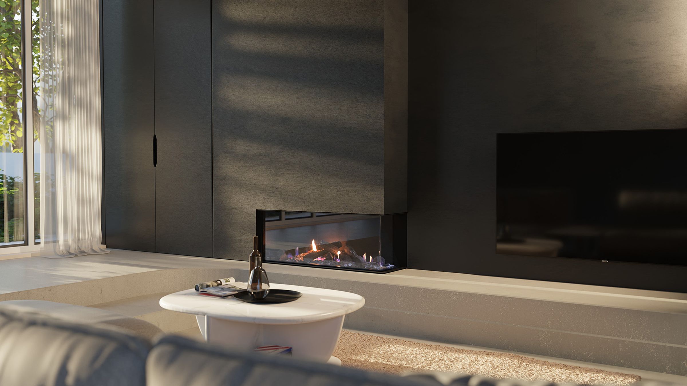 DN Corner and Peninsula gas fireplaces by Escea | ArchitectureAu