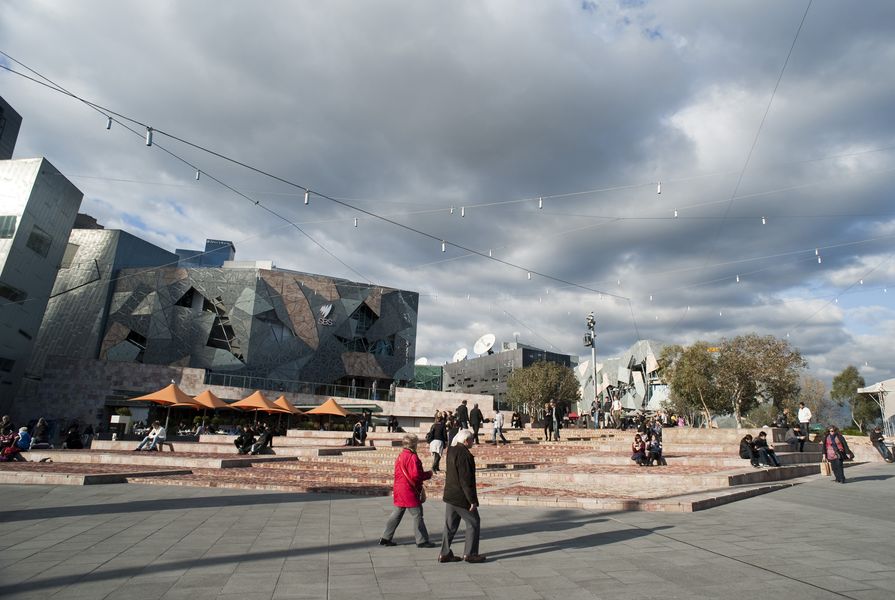 Federation Square, or Fed Square as it is commonly known, is a cultural precinct and civic area in central Melbourne in Australia
  licensed under  CC BY-SA 3.0   
