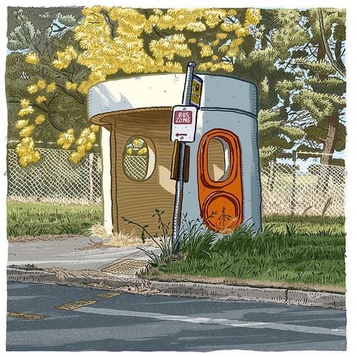 Coaster Set 6 Bus Shelter Canberra - Trevor Dickinson