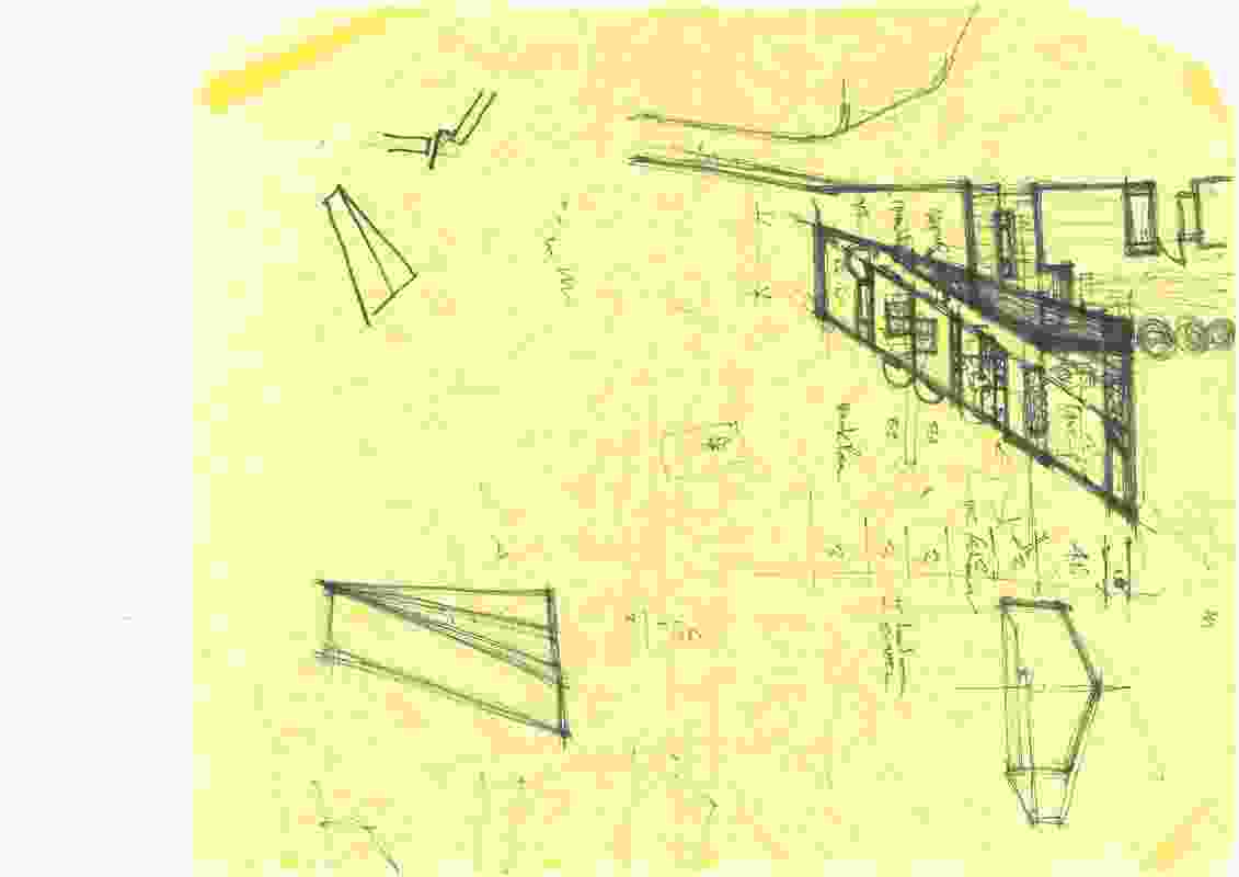 Initial sketch for Shearer's Quarters at "Waterview" Bruny Island.