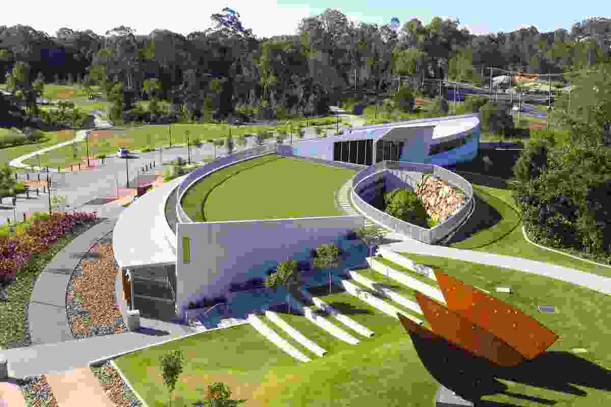 Cooroy Library by Brewster Hjorth Architects (artwork by Kathy Daly and Glen Manning).