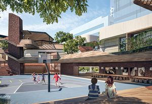 The new three-storey Docklands Primary School by Cox Architecture with McGregor Coxall. Education infrastructure is at the heart of the government's stimulus package.